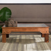 Hand carved Furniture Vintage Door Style Solid Wood Coffee Table